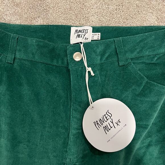 NWT Princess Polly Women's Green Corduroy Flare Pant Green Size 14 - Picture 3 of 11